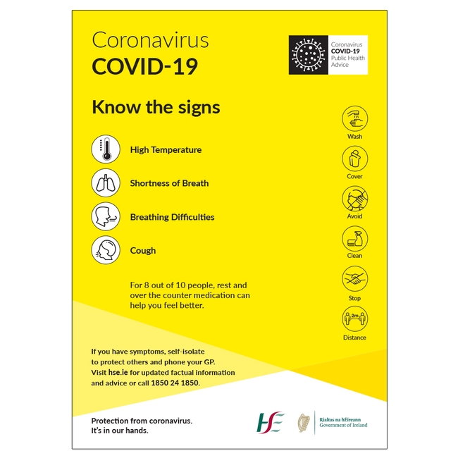 Coronavirus Know The Symptoms HSE Sign